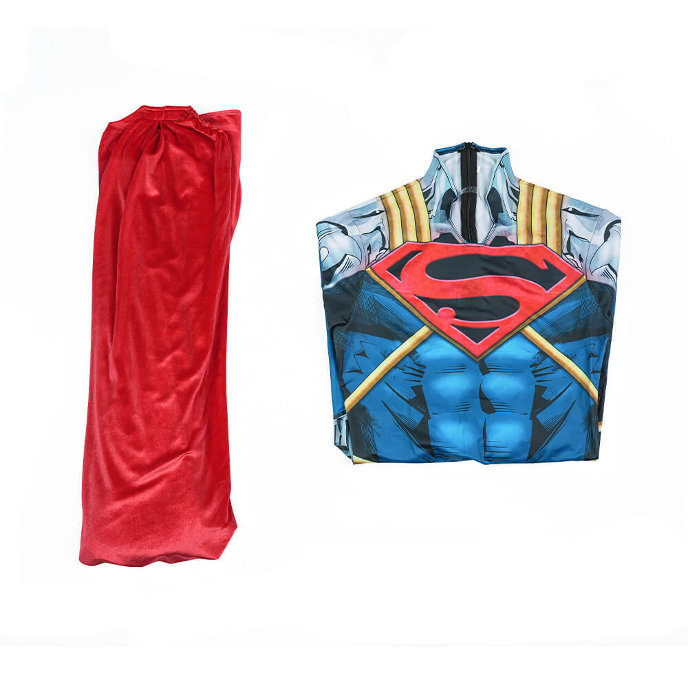 Superboy-Prime Kal El Cosplay Costume Jumpsuit Cloak Halloween Outfit Takerlama
