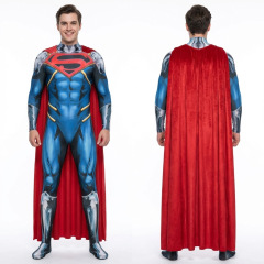 Superboy-Prime Kal El Cosplay Costume Halloween Jumpsuit Cloak Takerlama