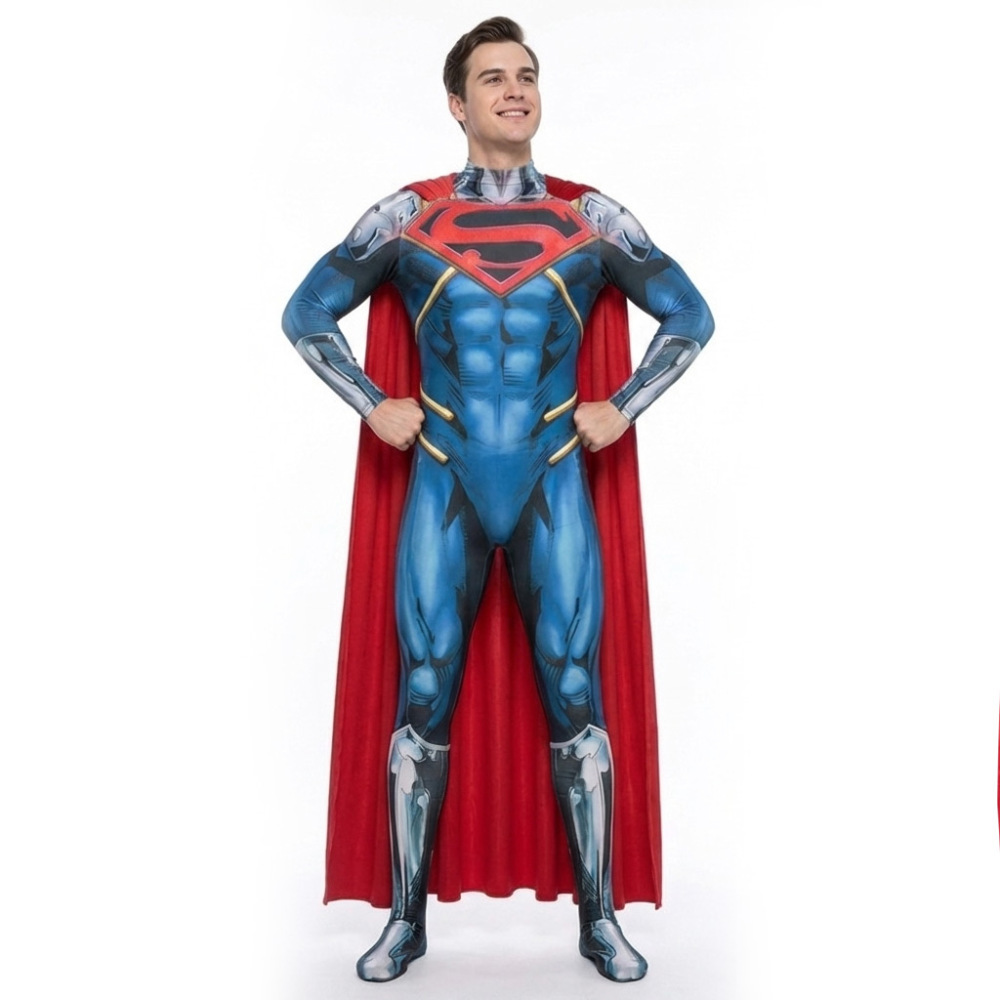 Superboy-Prime Kal El Cosplay Costume Halloween Jumpsuit Cloak Takerlama