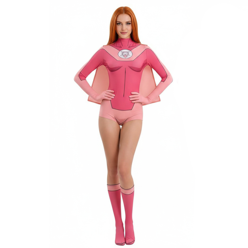 Atom Eve Cosplay Costume Invincible Season 3 Halloween Party Pink Jumpsuit Takerlama