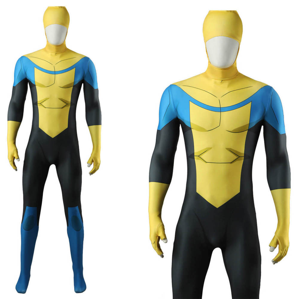 Invincible Mark Grayson Cosplay Costume Adult Kids Superhero Yellow Jumpsuit Mask Takerlama