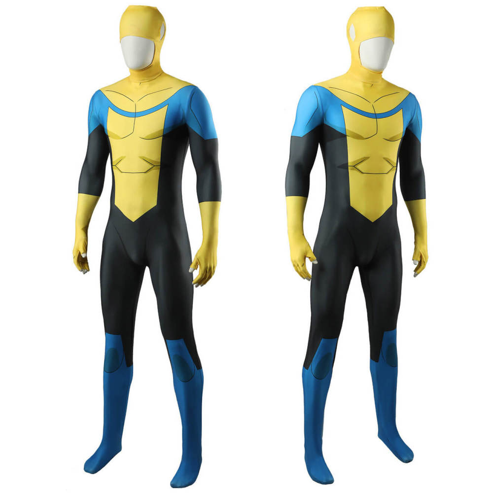 Invincible Mark Grayson Cosplay Costume Adult Kids Superhero Yellow Jumpsuit Mask Takerlama