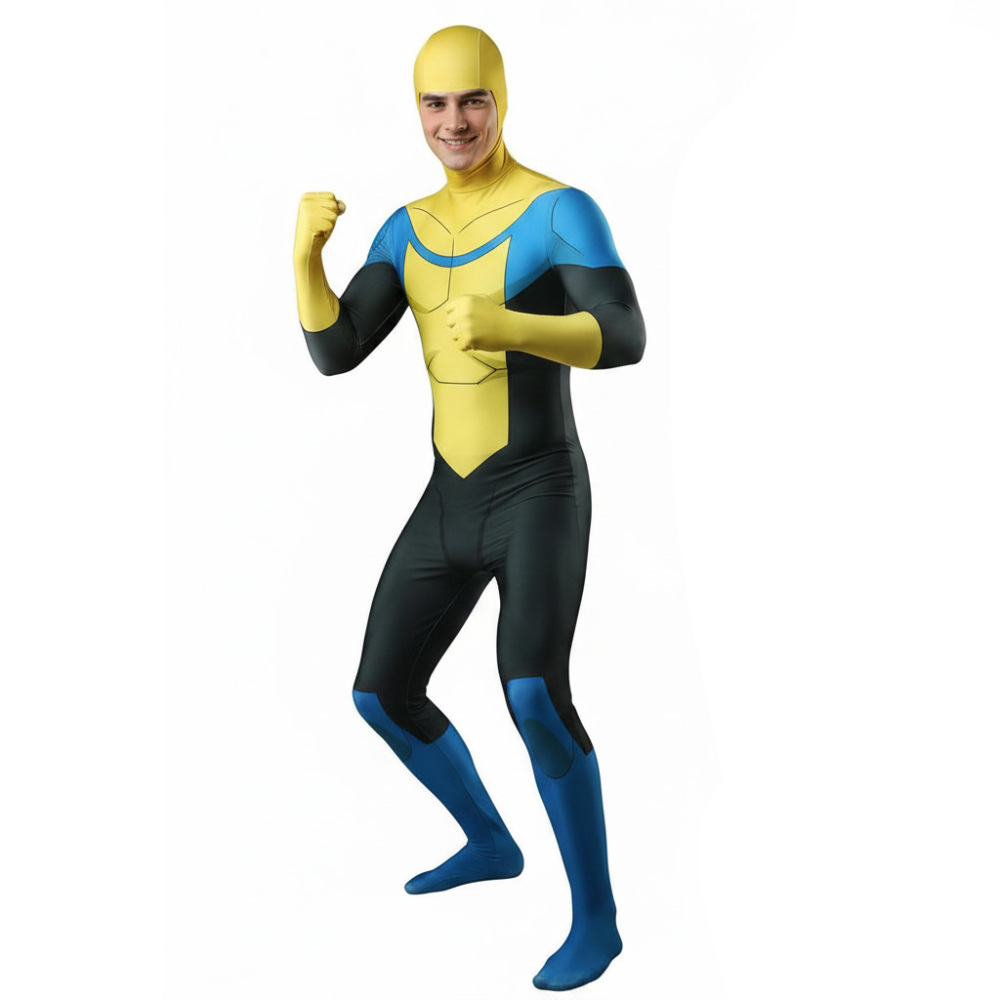 Invincible Mark Grayson Cosplay Costume Adult Kids Superhero Yellow Jumpsuit Mask Takerlama