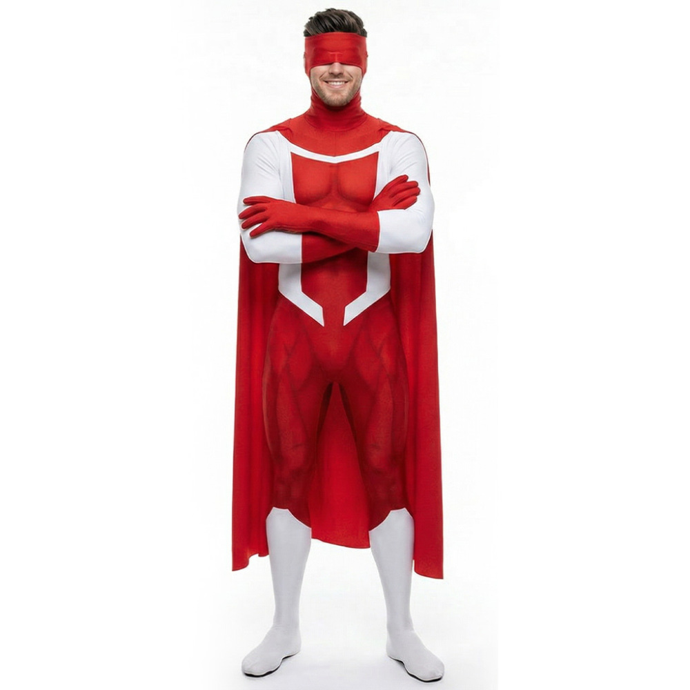 Invincible Omni Mark Cosplay Costume Kids Adult Superhero 3D Print Junpsuit Mask Cape Takerlama