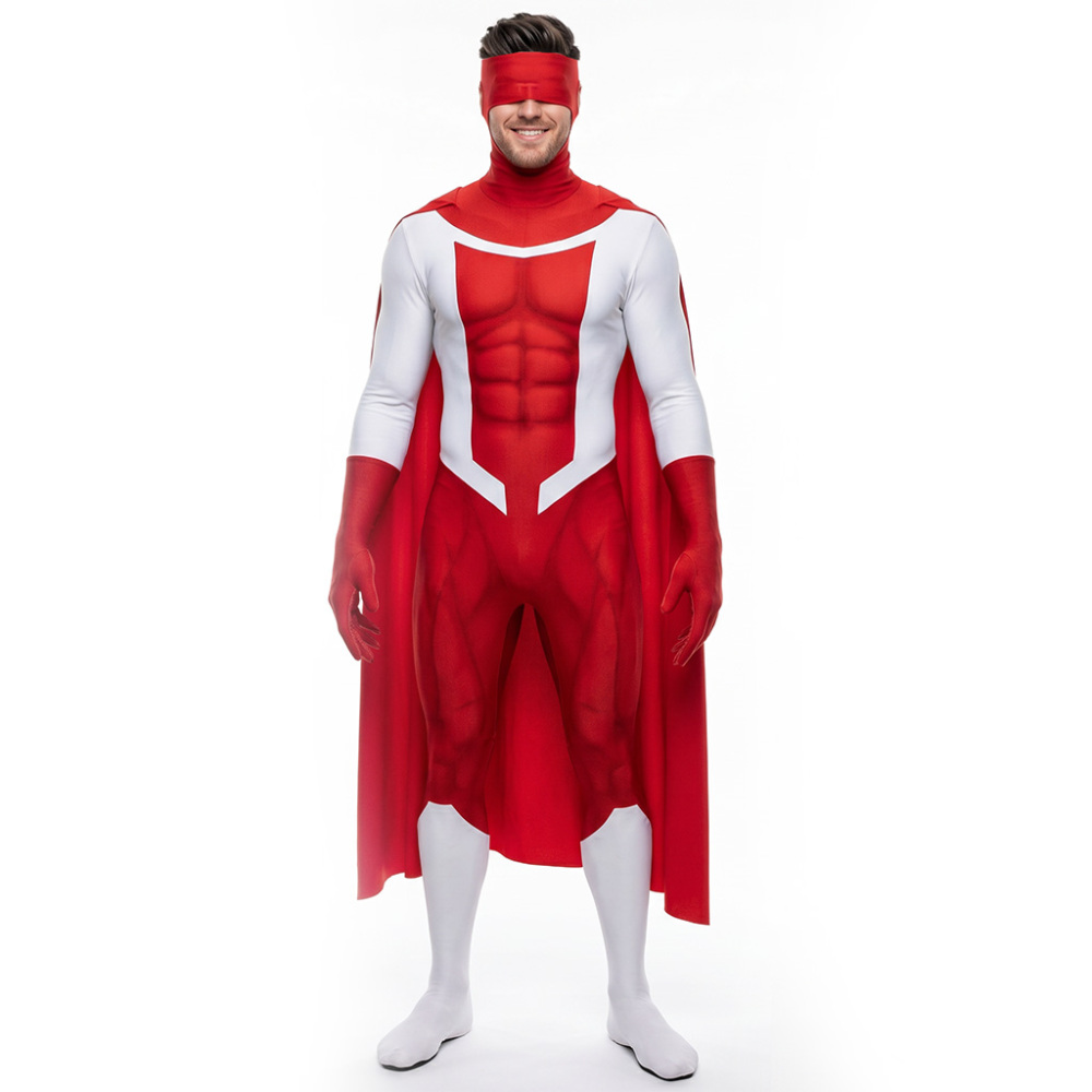 Invincible Omni Mark Cosplay Costume Kids Adult Superhero 3D Print Junpsuit Mask Cape Takerlama