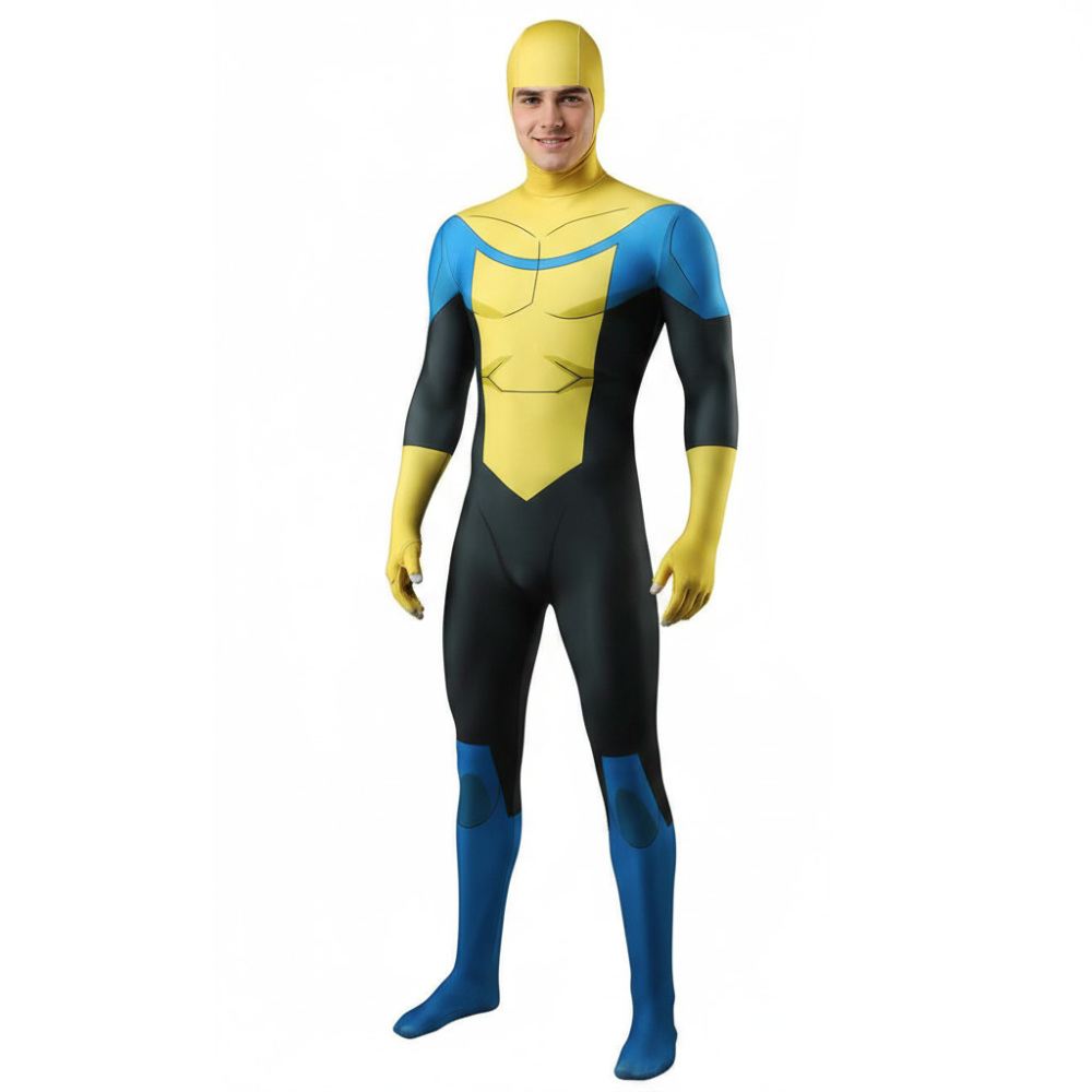 Invincible Mark Grayson Cosplay Costume Adult Kids Superhero Yellow Jumpsuit Mask Takerlama