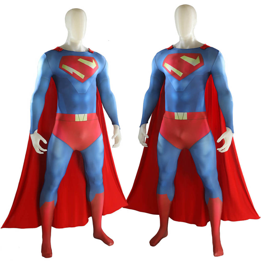 My Adventures with Clark Kent Cosplay Costume for Adults Kids Superhero Jumpsuit Cloak Takerlama