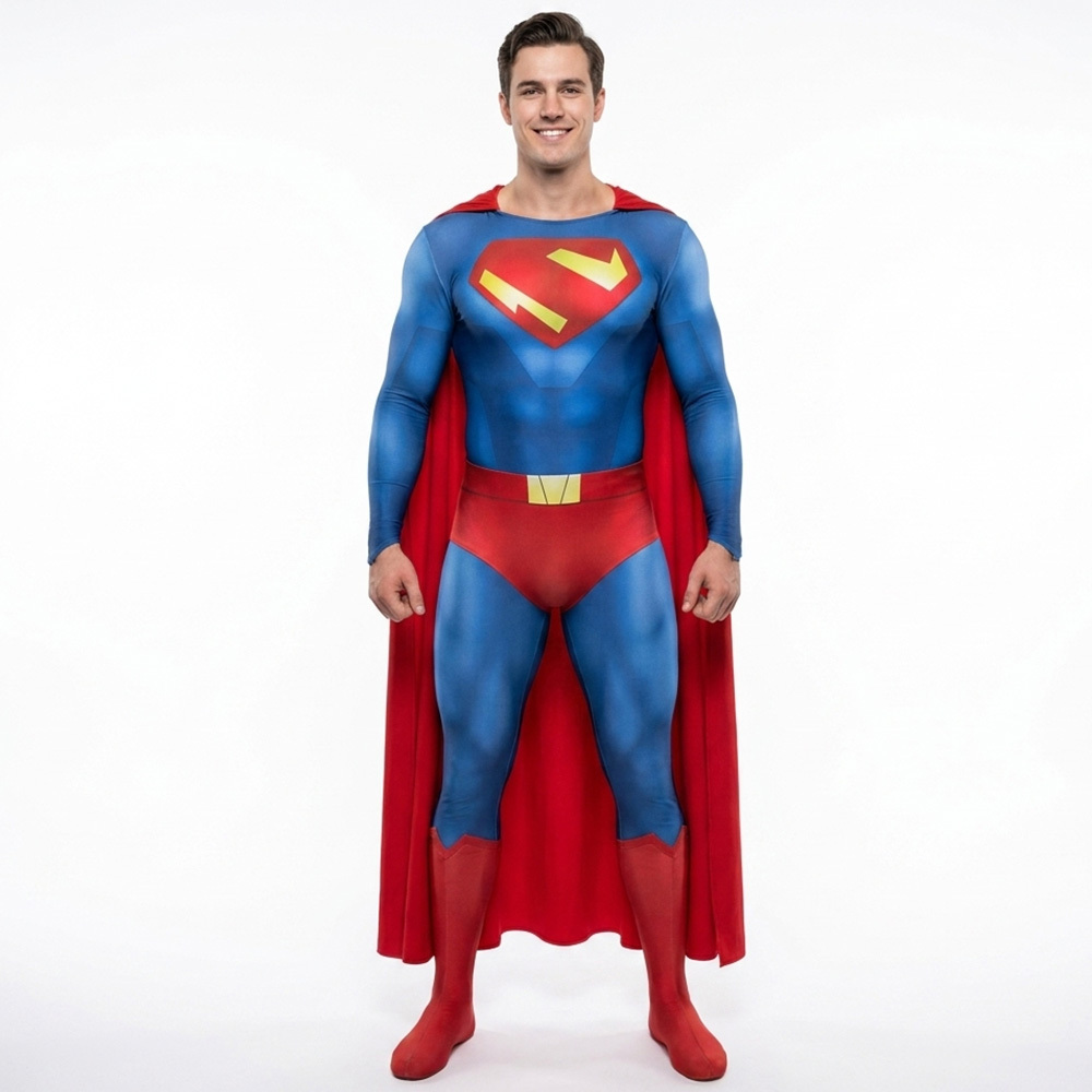 My Adventures with Clark Kent Cosplay Costume for Adults Kids Superhero Jumpsuit Cloak Takerlama