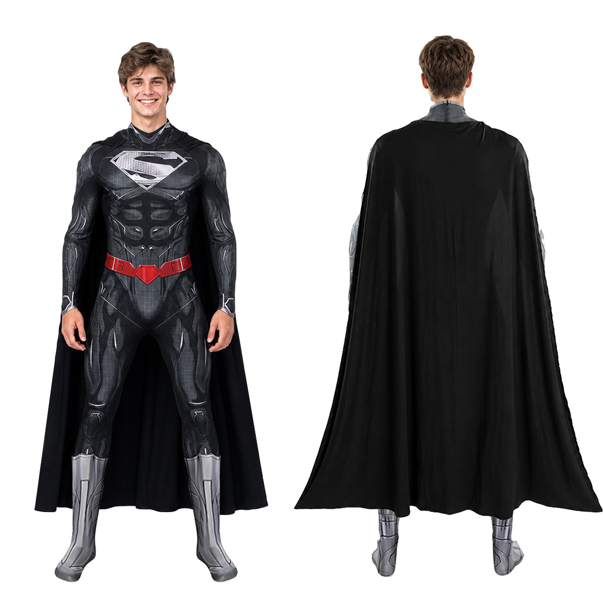 Clark Kent New 52 Superhero Cosplay Costume Black Suit Adult Kids Takerlama