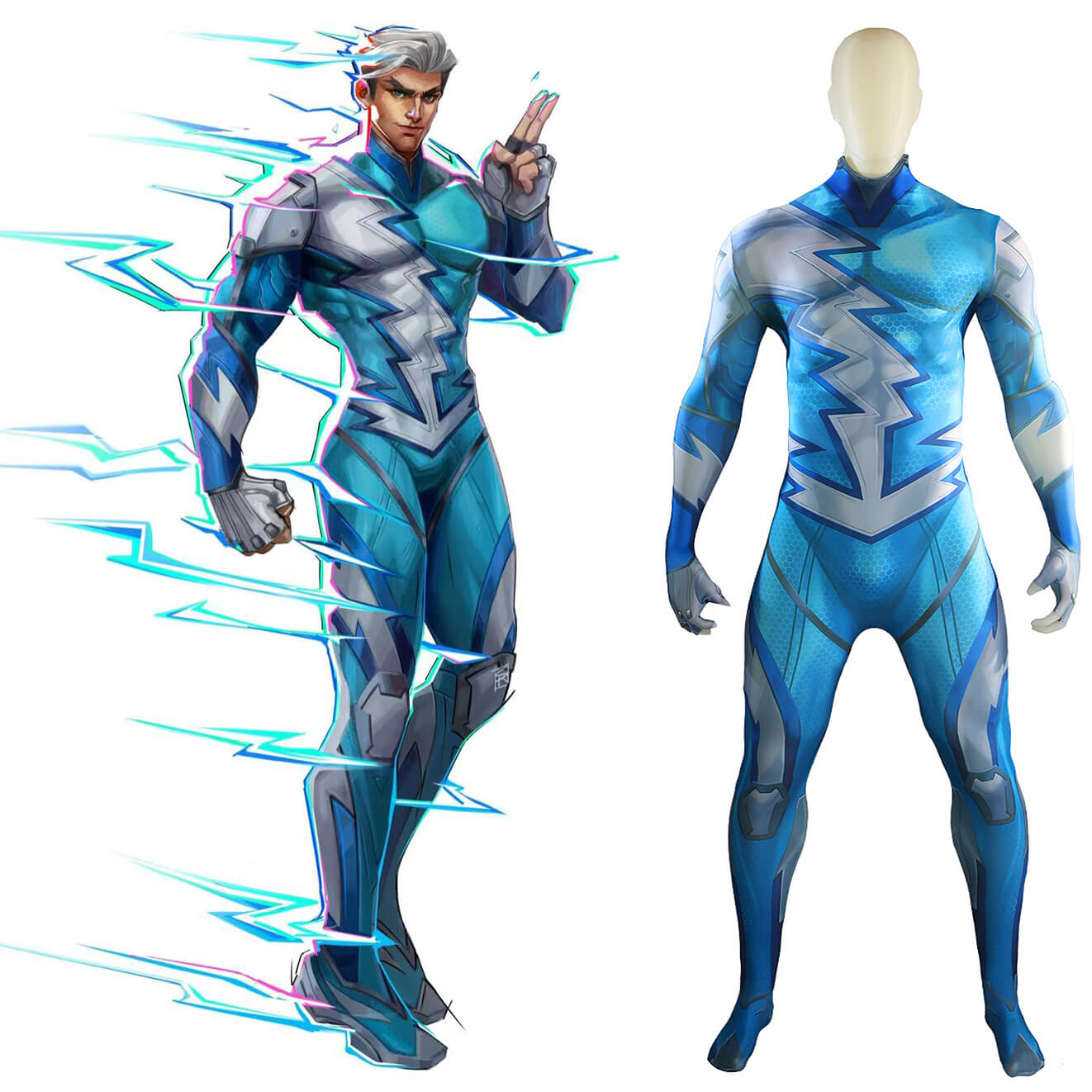 Marvel Rival QuickSilver Halloween Costume Superhero Cosplay Bodysuit Kids Adult Takerlama
