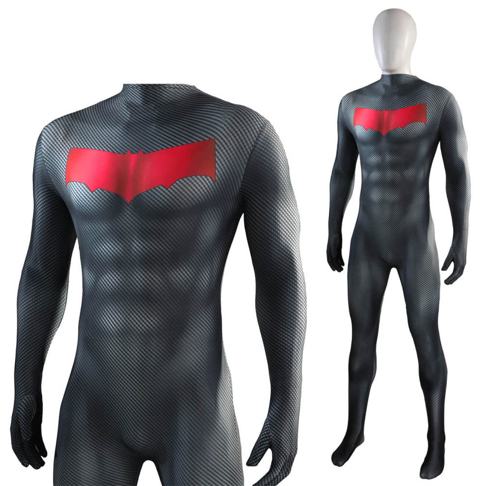 Red Hood Jason Todd Costume Superhero Muscle Jumpsuit Takerlama
