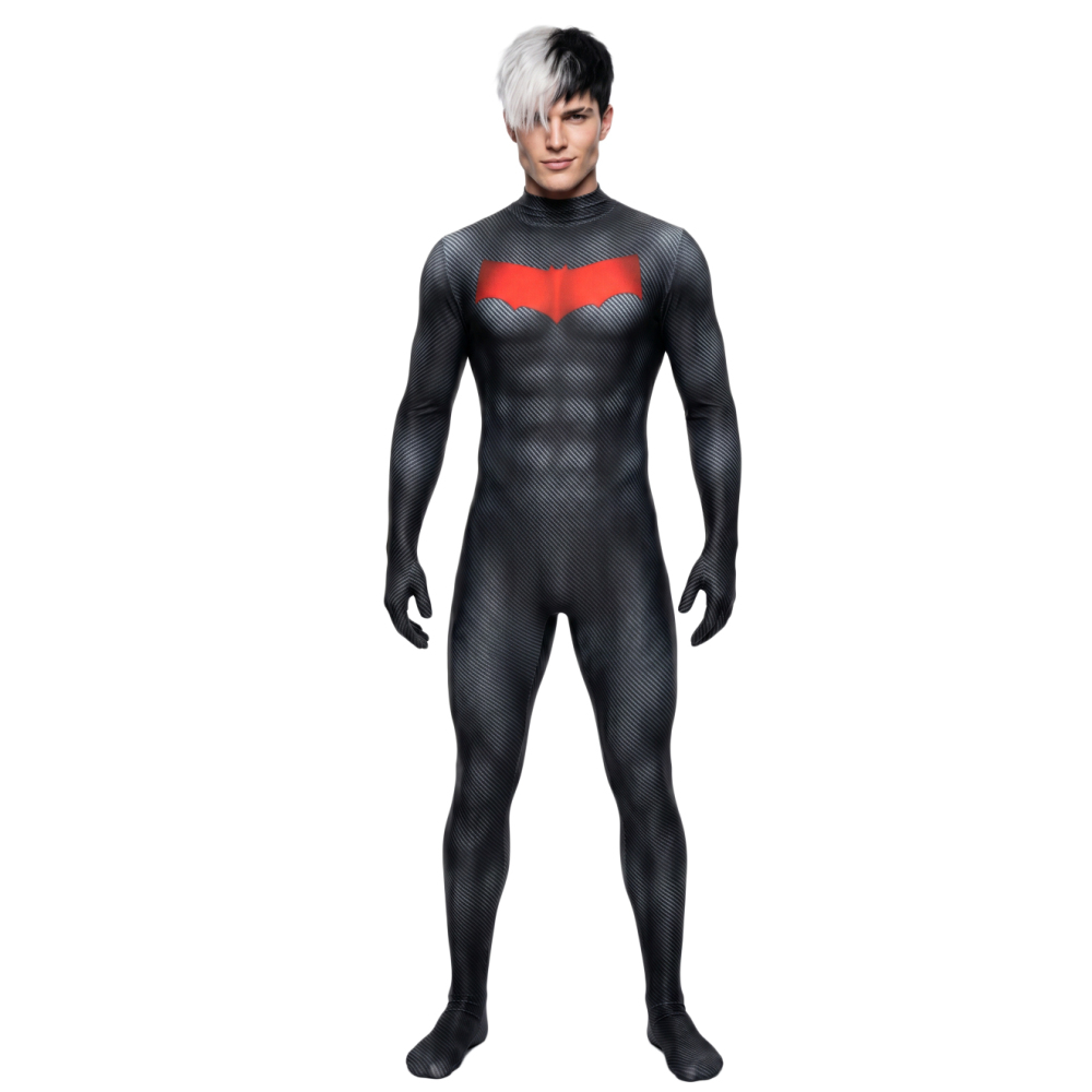 Red Hood Jason Todd Costume Superhero Muscle Jumpsuit Takerlama
