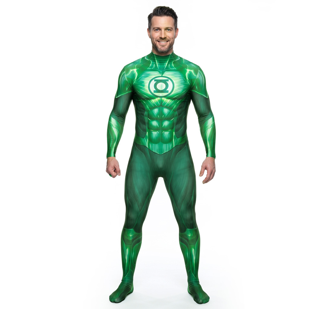 Hal Jordan Green Cosplay Costume Superhero 3D Print Jumpsuit Kids Adult Takerlama