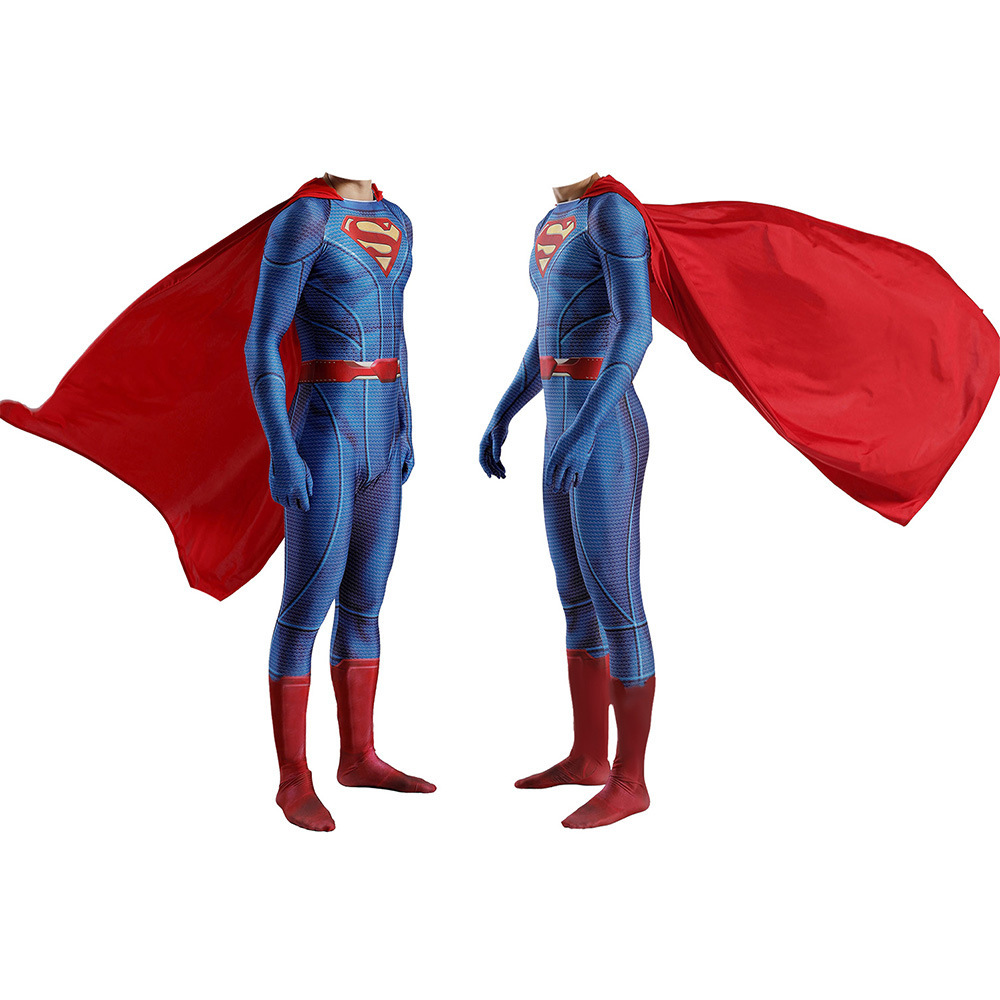 Clark Kent Steel Men's Cosplay Costume Superhero 3D Print Jumpsuit Cloak Kids Adult Takerlama