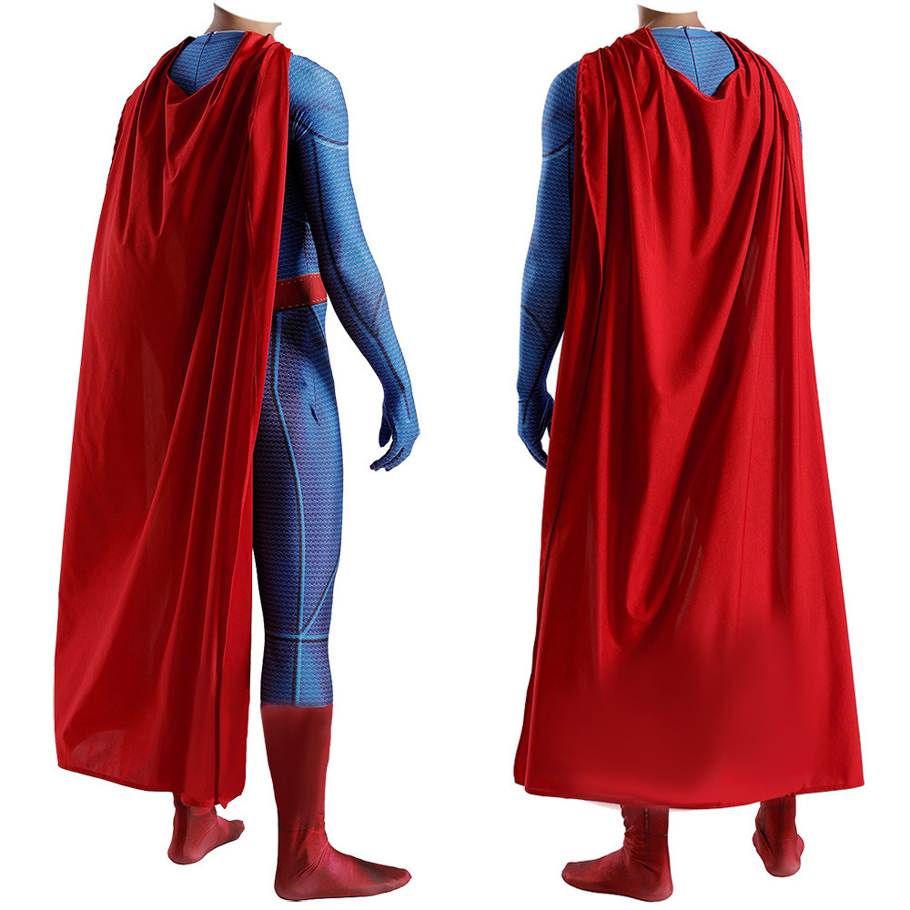 Clark Kent Steel Men's Cosplay Costume Superhero 3D Print Jumpsuit Cloak Kids Adult Takerlama