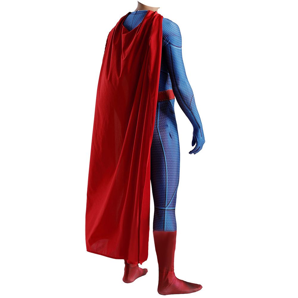 Clark Kent Steel Men's Cosplay Costume Superhero 3D Print Jumpsuit Cloak Kids Adult Takerlama