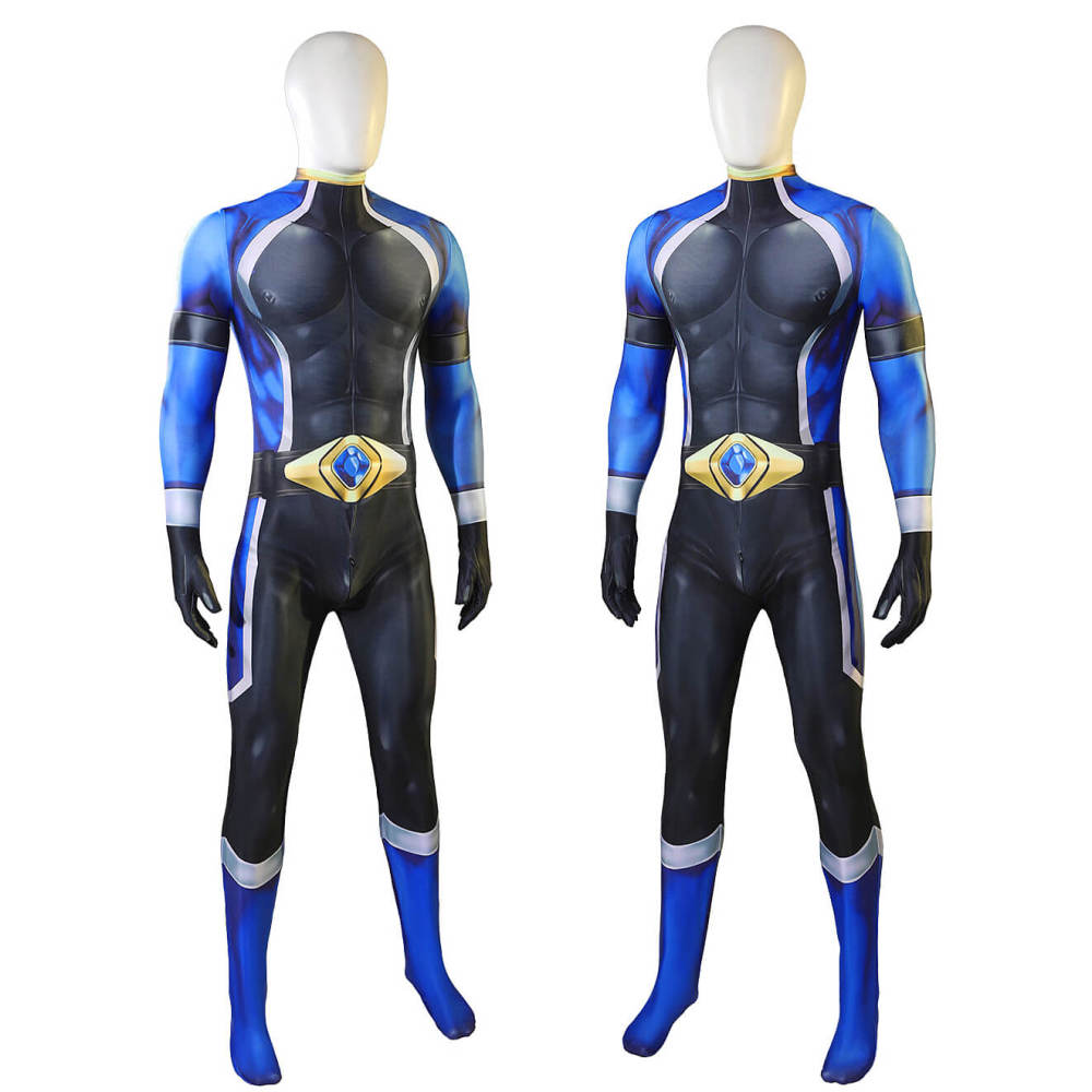 Battle Blaze Aoshima Yuya Cosplay Costume Blue Halloween Bodysuit for Men Takerlama