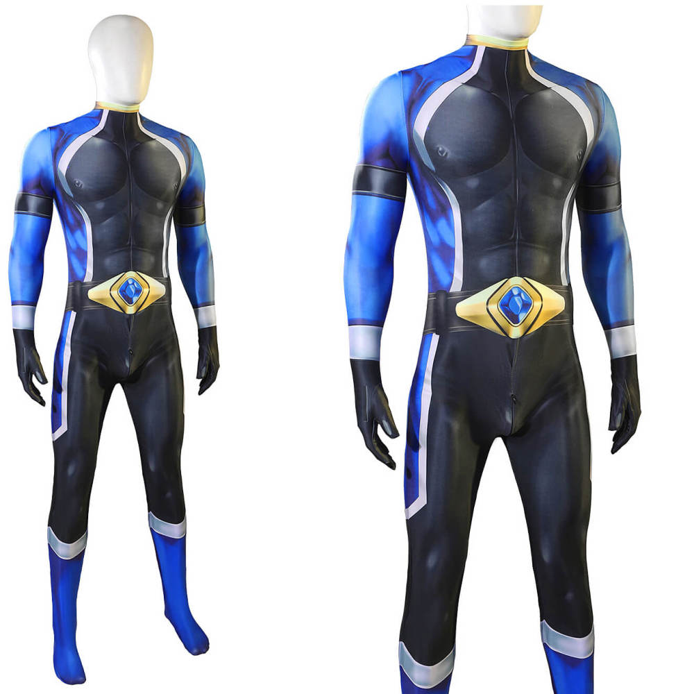 Battle Blaze Aoshima Yuya Cosplay Costume Blue Halloween Bodysuit for Men Takerlama