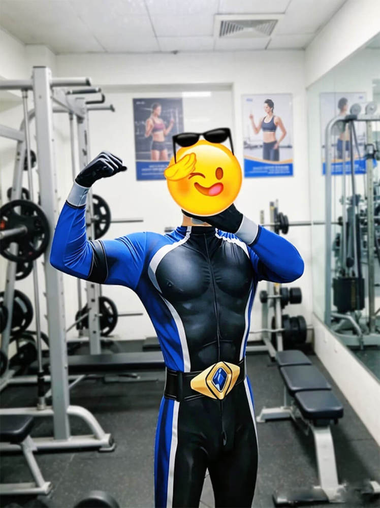 Battle Blaze Aoshima Yuya Cosplay Costume Blue Halloween Bodysuit for Men Takerlama