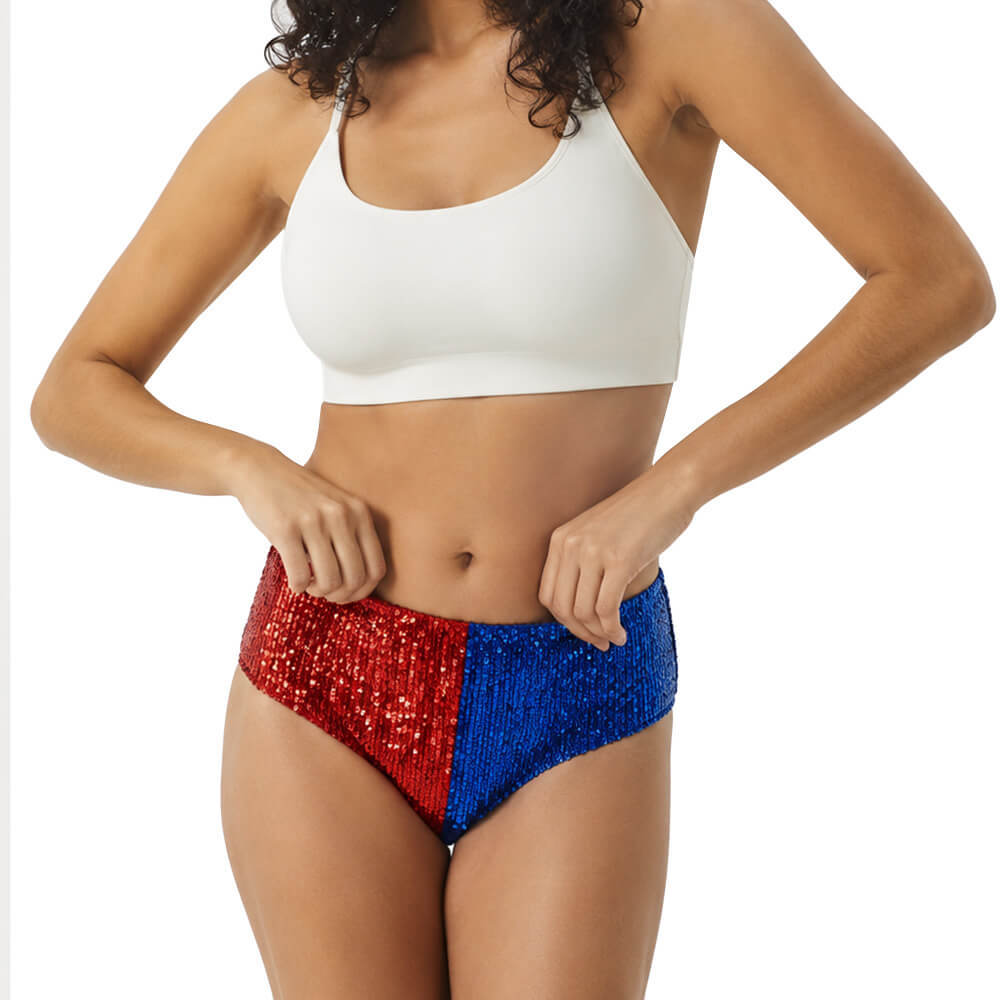 Harley Q Sequins Shorts Quinn Clown Princess of Crime Gotham's Queen Cosplay Underwear In Stock Takerlama