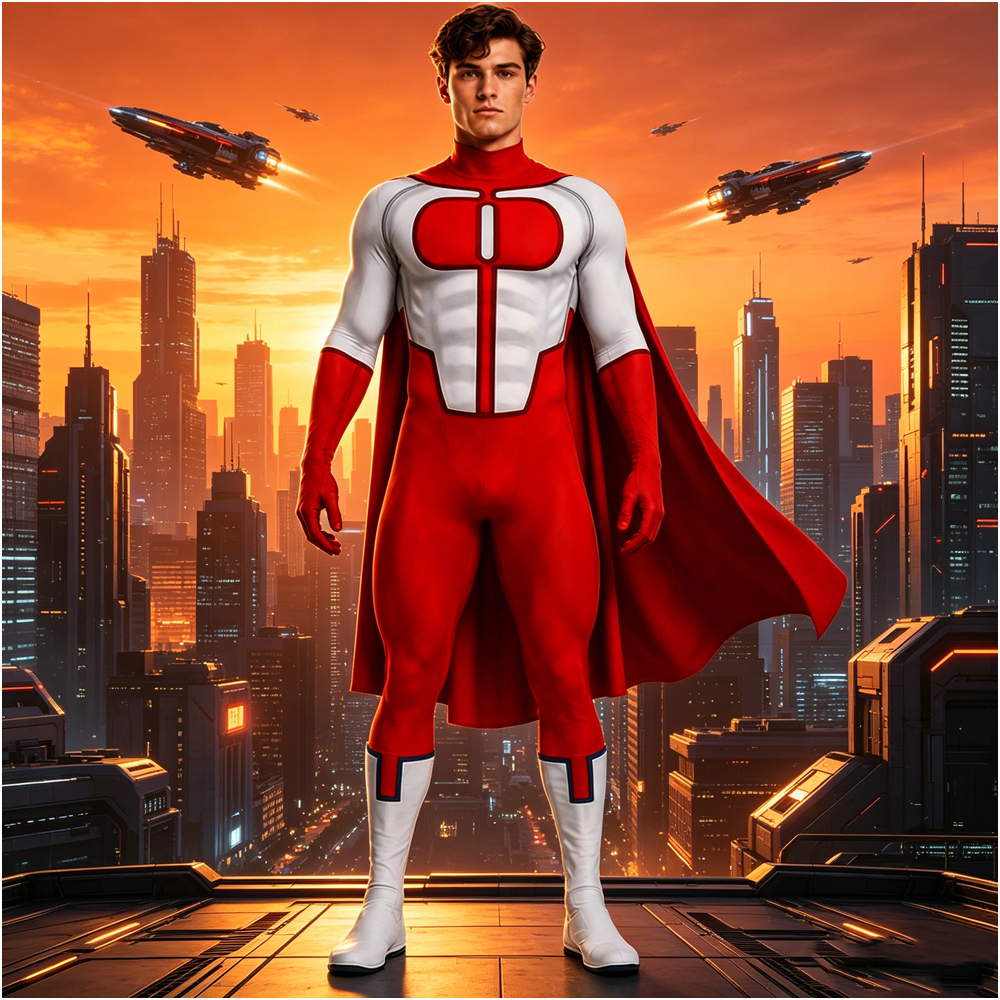 Invincible Superhero Omni-Man Cosplay Costume Nolan Grayson Red Suit Takerlama