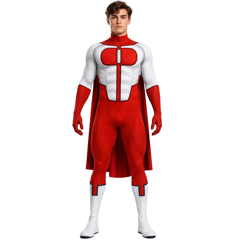 Invincible Superhero Omni-Man Cosplay Costume Nolan Grayson Red Suit Takerlama
