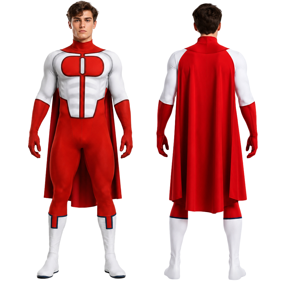 Invincible Superhero Omni-Man Cosplay Costume Nolan Grayson Red Suit Takerlama