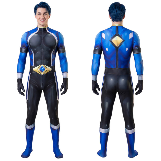Battle Blaze Aoshima Yuya Cosplay Costume Blue Halloween Bodysuit for Men Takerlama