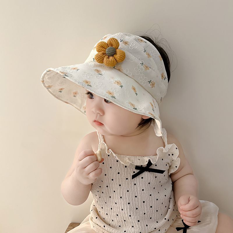 Takerlama Baby Girl's Summer Sun Hat Open-Top Style with Fresh Floral Print Hats for infants