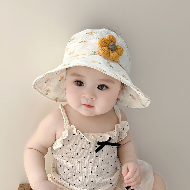 Takerlama Baby Girl's Summer Sun Hat Open-Top Style with Fresh Floral Print Hats for infants