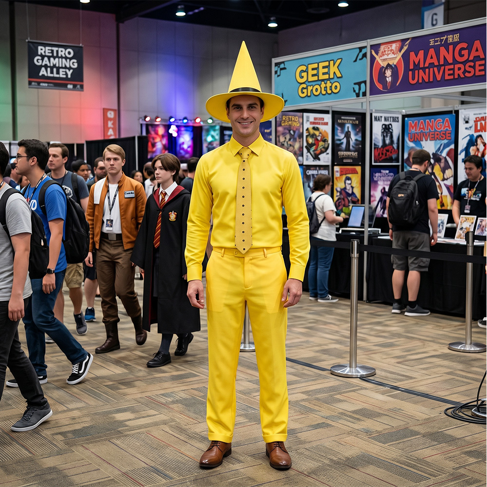 Curious George Person in the Yellow Hat Ted Costume Adult -Takerlama