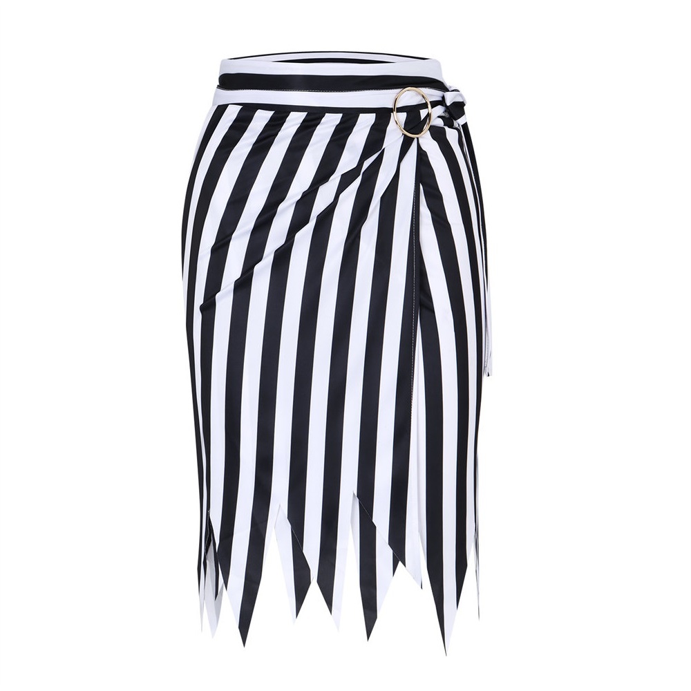 Takerlama Women's Medieval Pirate Striped Skirt for Summer Halloween Costume Retro Style
