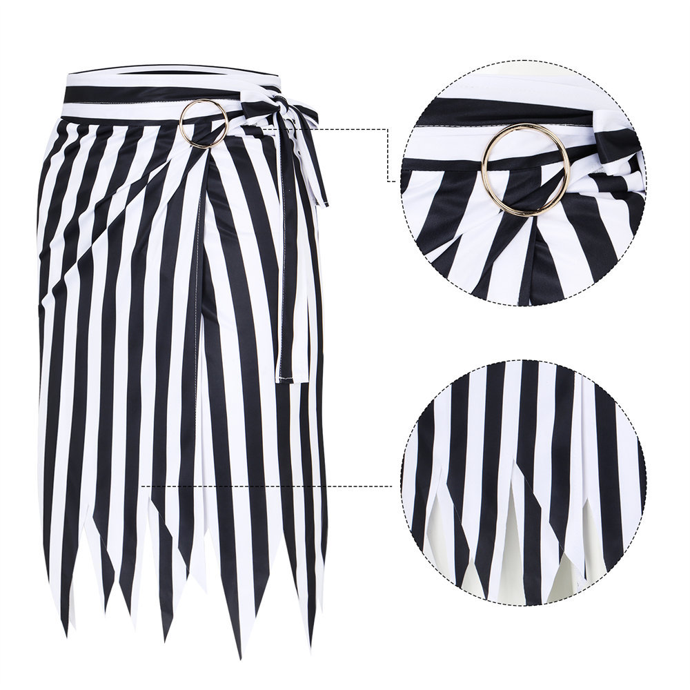 Takerlama Women's Medieval Pirate Striped Skirt for Summer Halloween Costume Retro Style