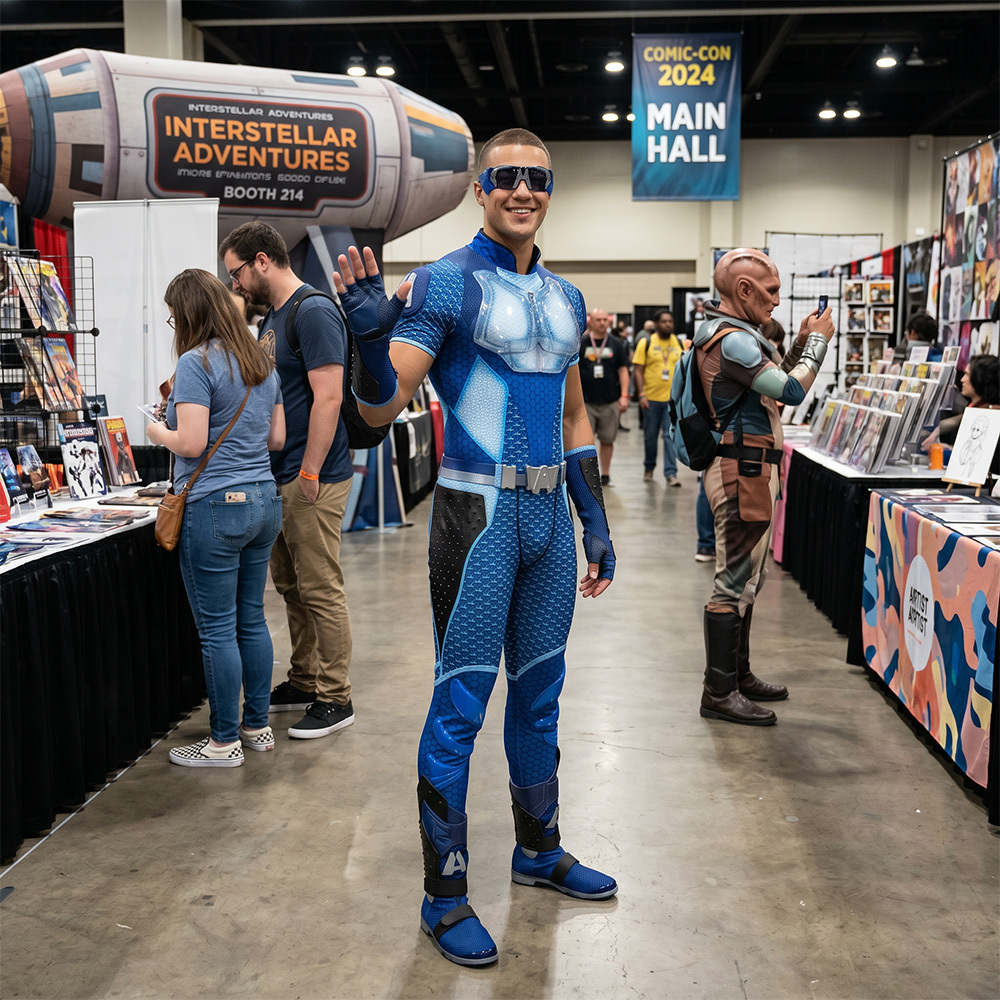 The A-Train Battle Suit The Boys Cosplay Costume Blue Bodysuit Shoes Takerlama