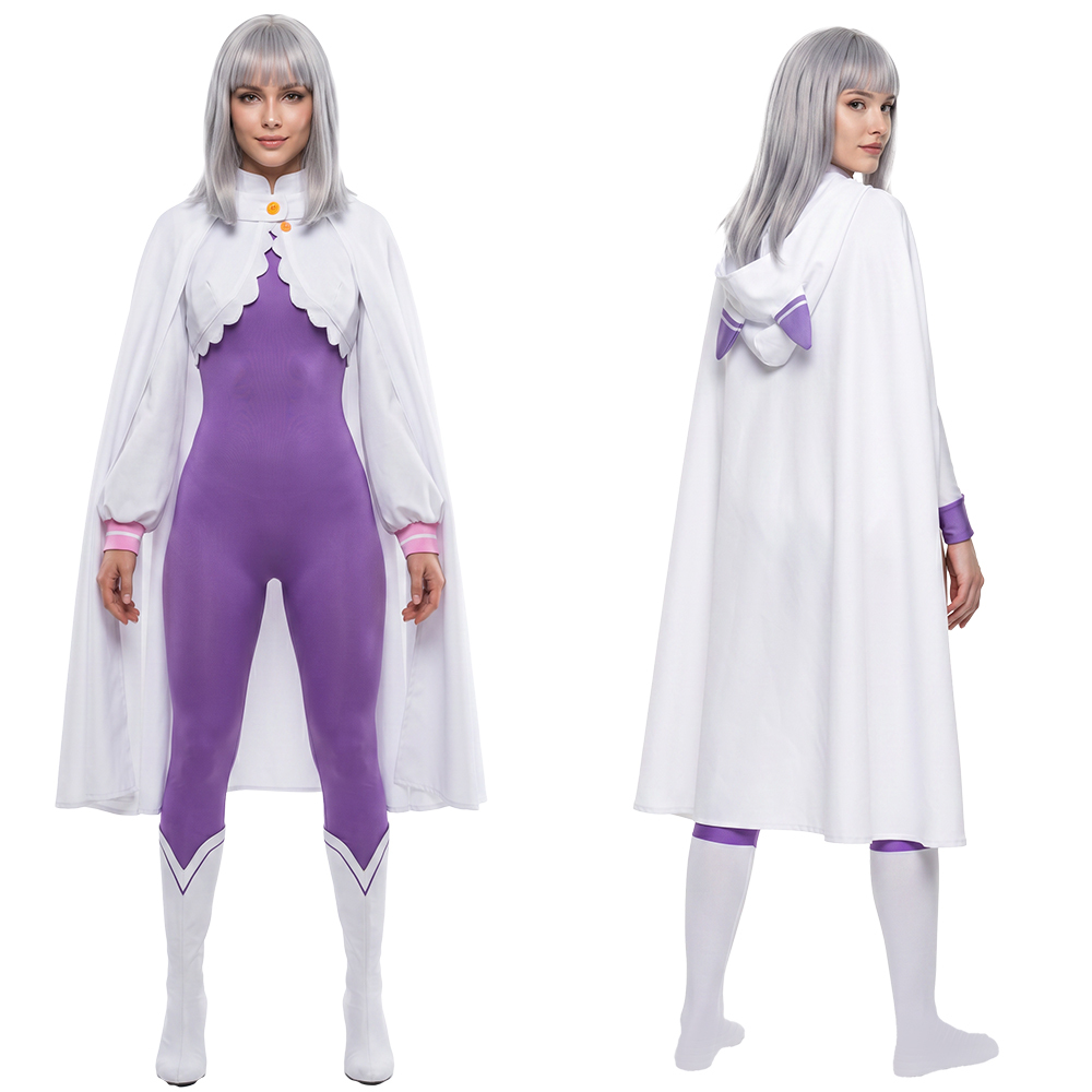 Re:Zero Season 4 Emilia Cosplay Costume Purple Jumpsuit Cloak Takerlama