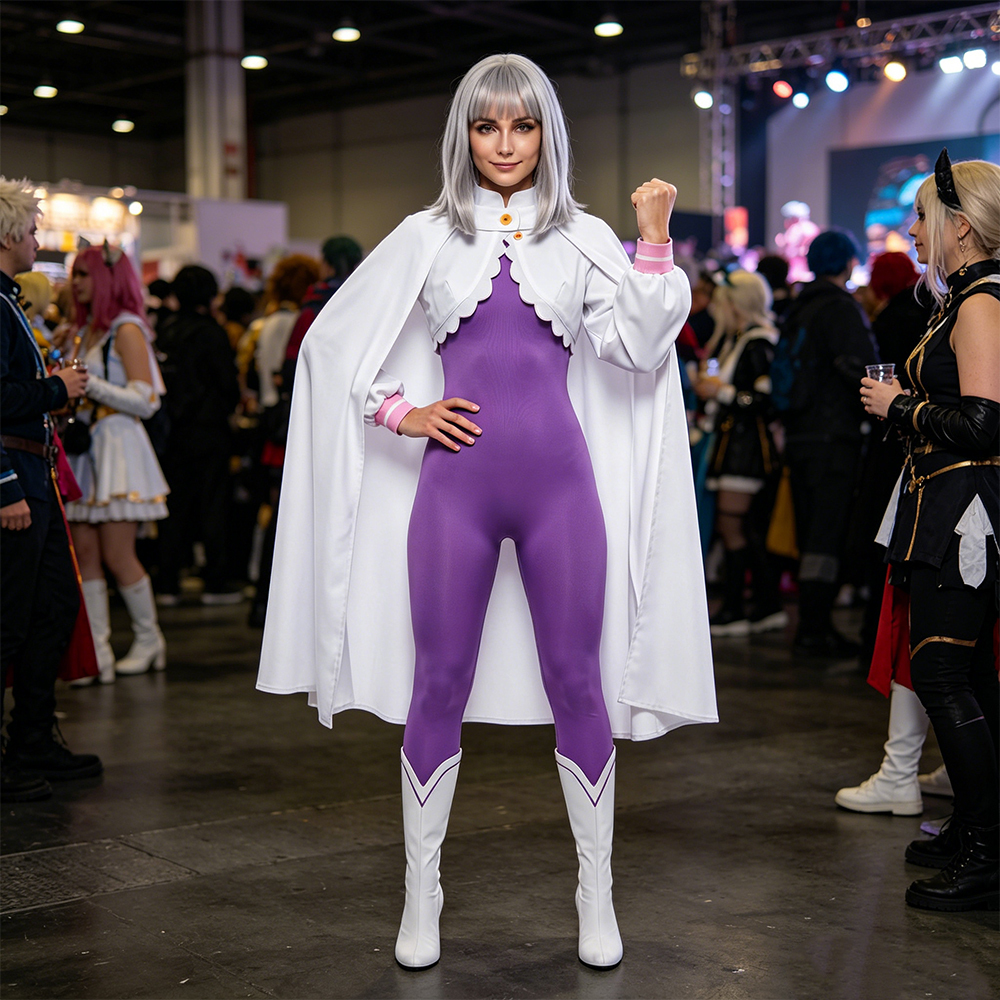 Re:Zero Season 4 Emilia Cosplay Costume Purple Jumpsuit Cloak Takerlama