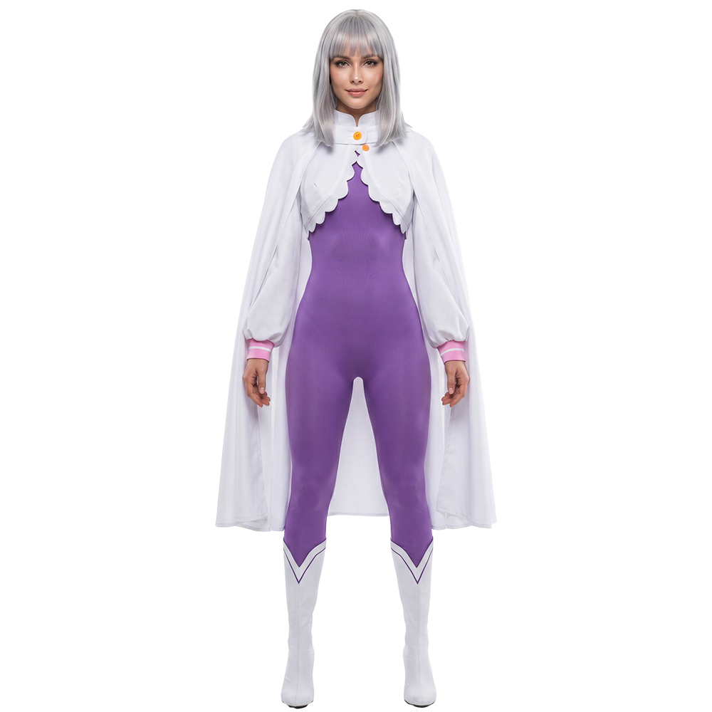Re:Zero Season 4 Emilia Cosplay Costume Purple Jumpsuit Cloak Takerlama