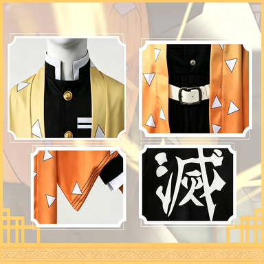 Zenitsu Agatsuma Cosplay Costume Wig Anime Outfits For Adults Kids Takerlama