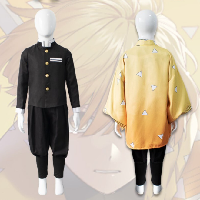Zenitsu Agatsuma Cosplay Costume Wig Anime Outfits For Adults Kids Takerlama