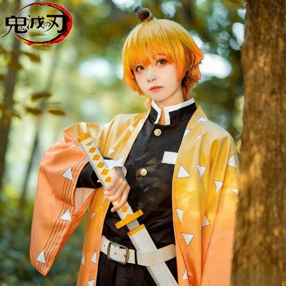 Zenitsu Agatsuma Cosplay Costume Wig Anime Outfits For Adults Kids Takerlama