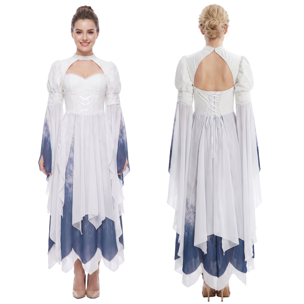 The Bride Ida Ghost Cosplay Costume White Fany Dress With Veil Takerlama