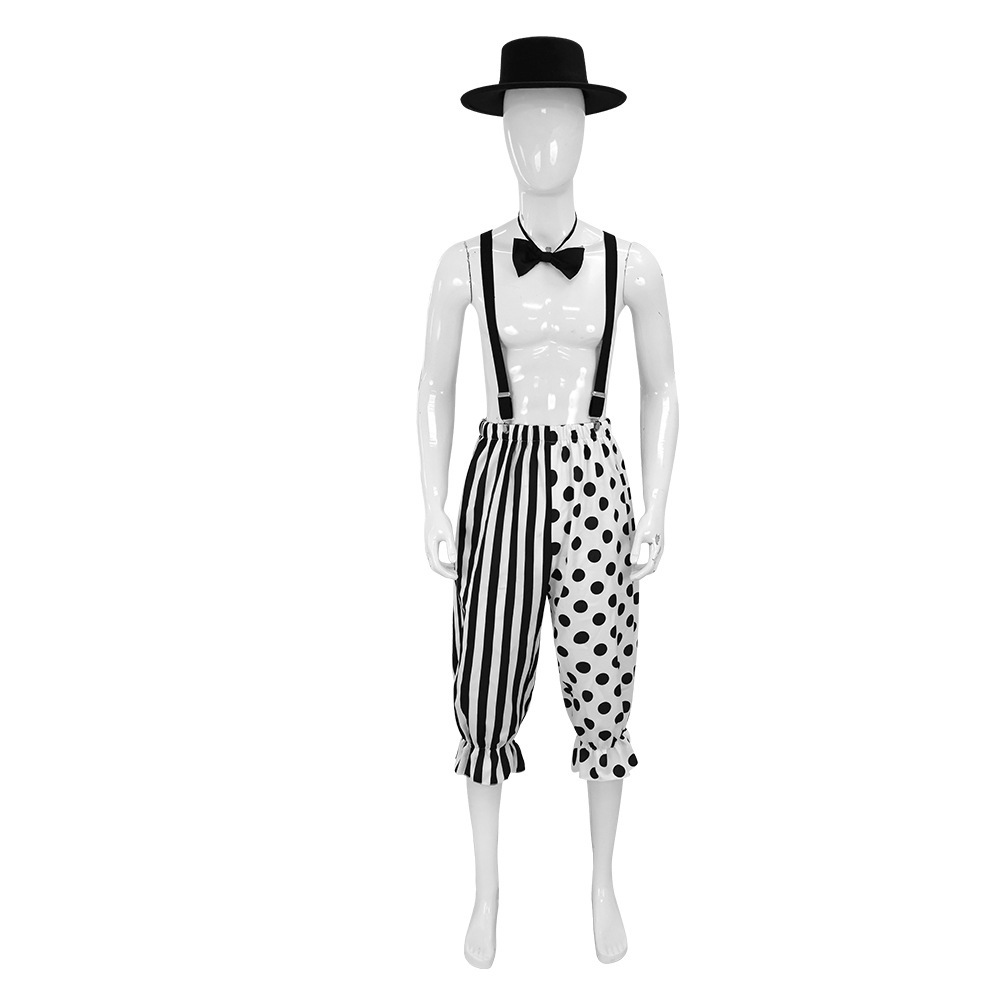 Spooky Clown Retro Circus Mime Costume for Halloween Party Performance-Takerlama