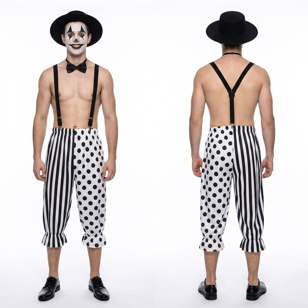 Spooky Clown Retro Circus Mime Costume for Halloween Party Performance-Takerlama