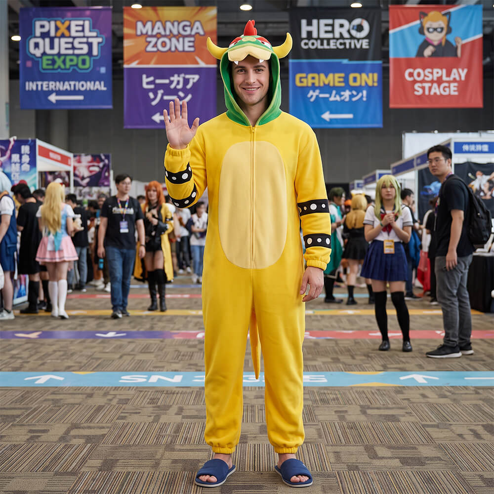 Super Mario Bowser King Koopa Halloween Cosplay Costume Yellow Takerlama