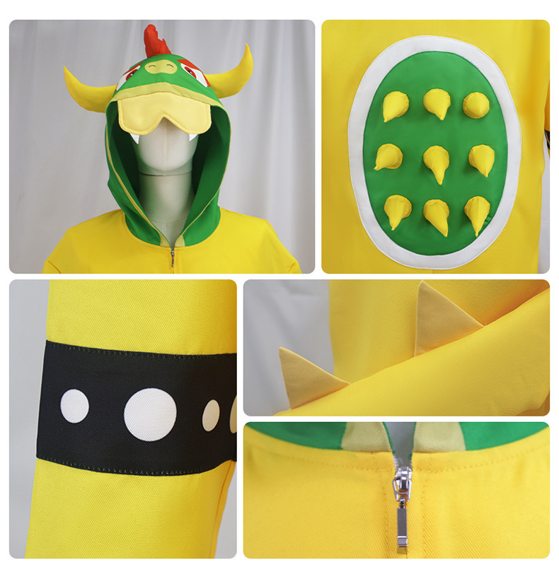 Super Mario Bowser King Koopa Halloween Cosplay Costume Yellow Takerlama