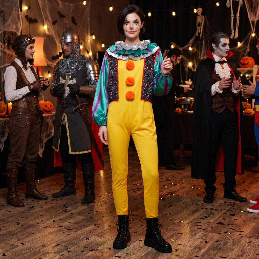 Women's It Penny Halloween Wise Clown Circus Cosplay Costume Takerlama