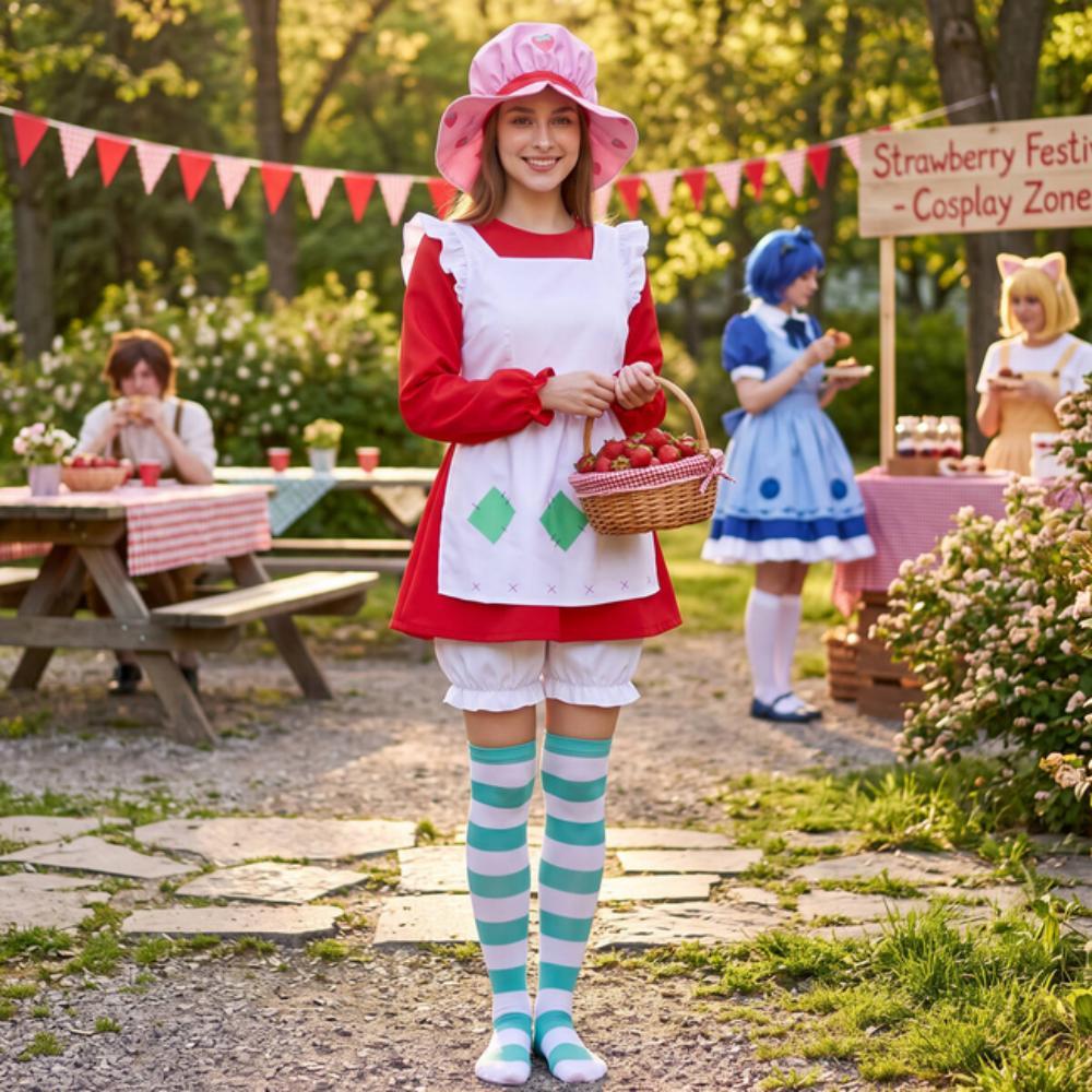 Strawberry Shortcake 1980 Classic Suit Cosplay Costume Pink Takerlama