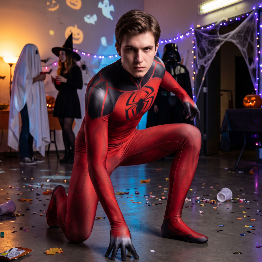 Spider-Man Scarlet Spider II Suit Halloween Cosplay Costume Takerlama