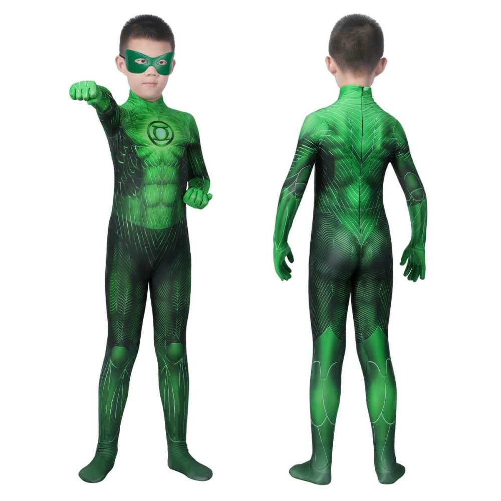 Child Hal Jordan Halloween Cosplay Costume Kids Jumpsuit Gifts Takerlama