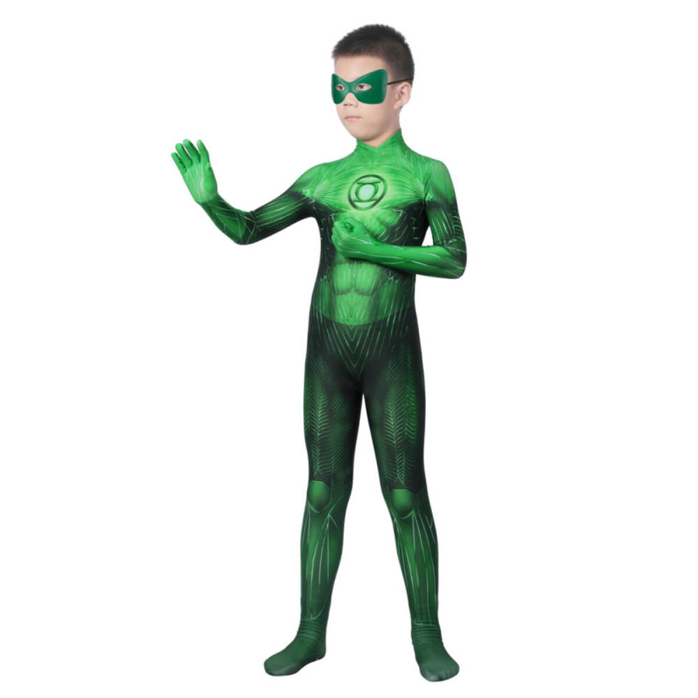 Child Hal Jordan Halloween Cosplay Costume Kids Jumpsuit Gifts Takerlama